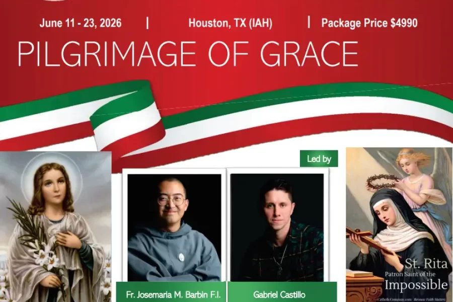 Join Mr. Gabriel Castillo and Fr. Josemaria M. Barbin F.I. on a Pilgrimage of Grace from Houston, TX (IAH) – June 11- 23, 2026