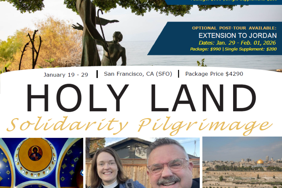 Join Sierra Pacific Synod of the ELCA led by Bishop Jeff Johnson and Pastor Amy Kienzle on a 11 Days Solidarity & Accompaniment in the Holy Land January 19 – 29 from San Francisco, CA (SFO)