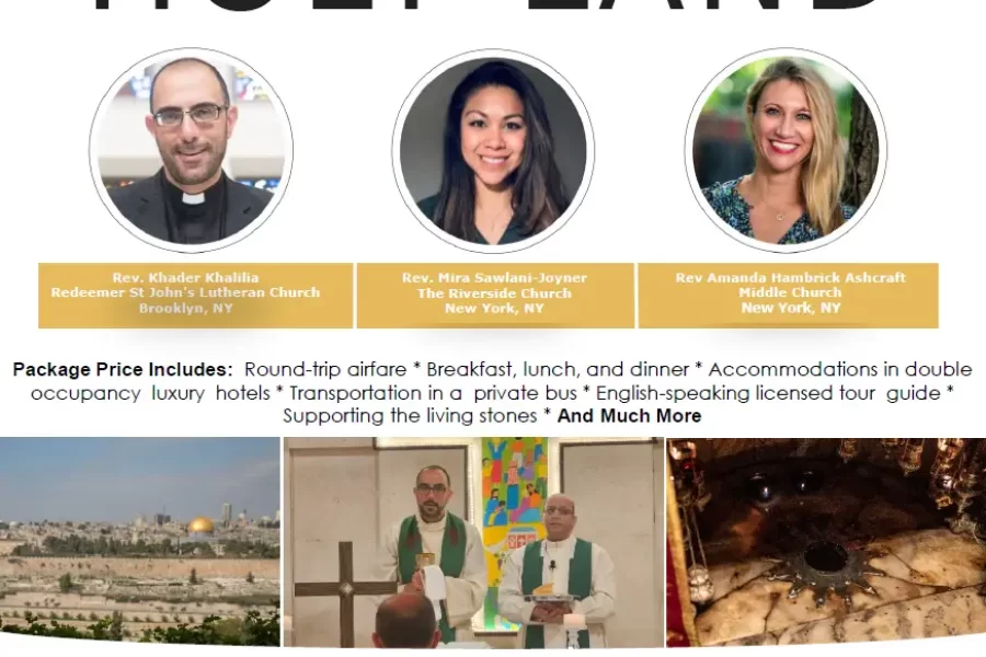 Join New York Christian Churches led by Rev. Khader Khalilia, Rev. Mira Sawlani-Joyner and Rev. Amanda Hambrick Ashcraft on a 11 Days Solidarity & Accompaniment in the Holy Land Feb. 23 – Mar. 05, 2026