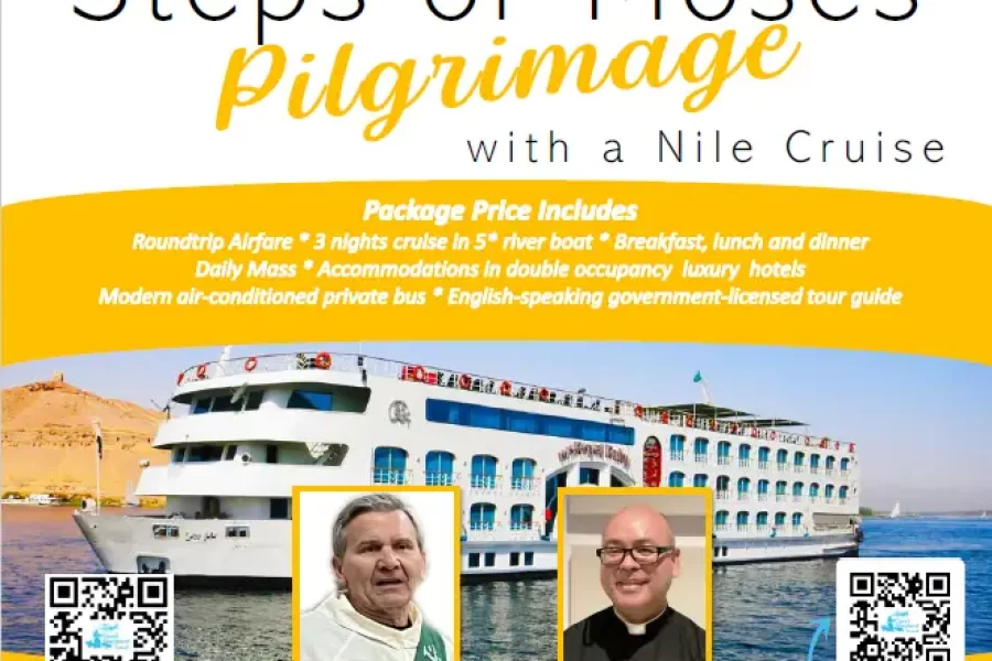 Join Fr. Jaime Rivera and Dcn. Keith Kolodziej on a Walking in the Footsteps of Moses (The best of Egypt) Pilgrimage from Atlanta, GA (ATL) – October 19 – 30, 2026